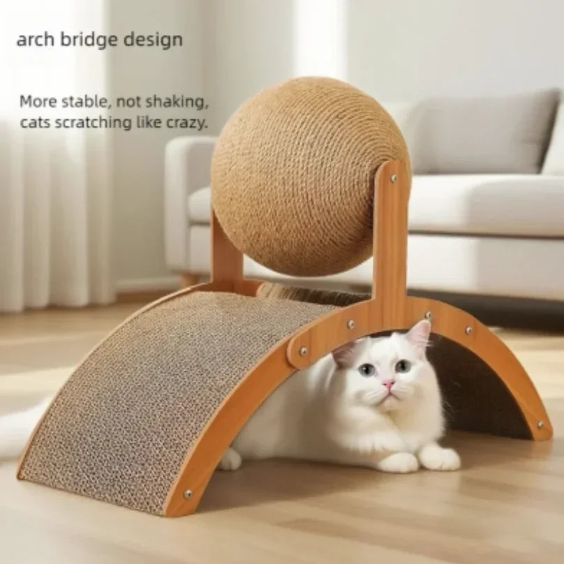 PurrSpin – 2-in-1 Wooden Cat Scratcher Ball