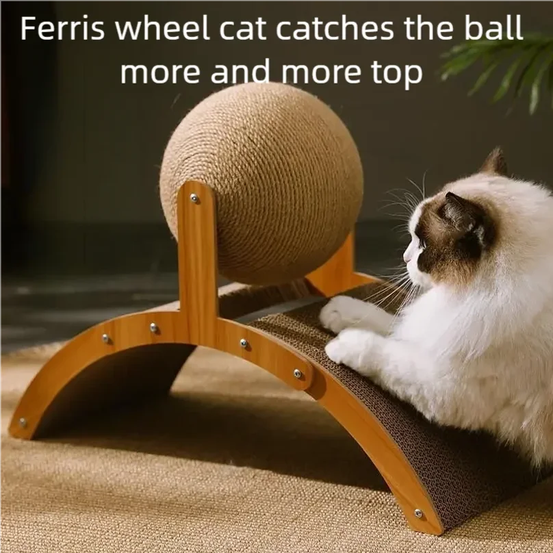 PurrSpin – 2-in-1 Wooden Cat Scratcher Ball