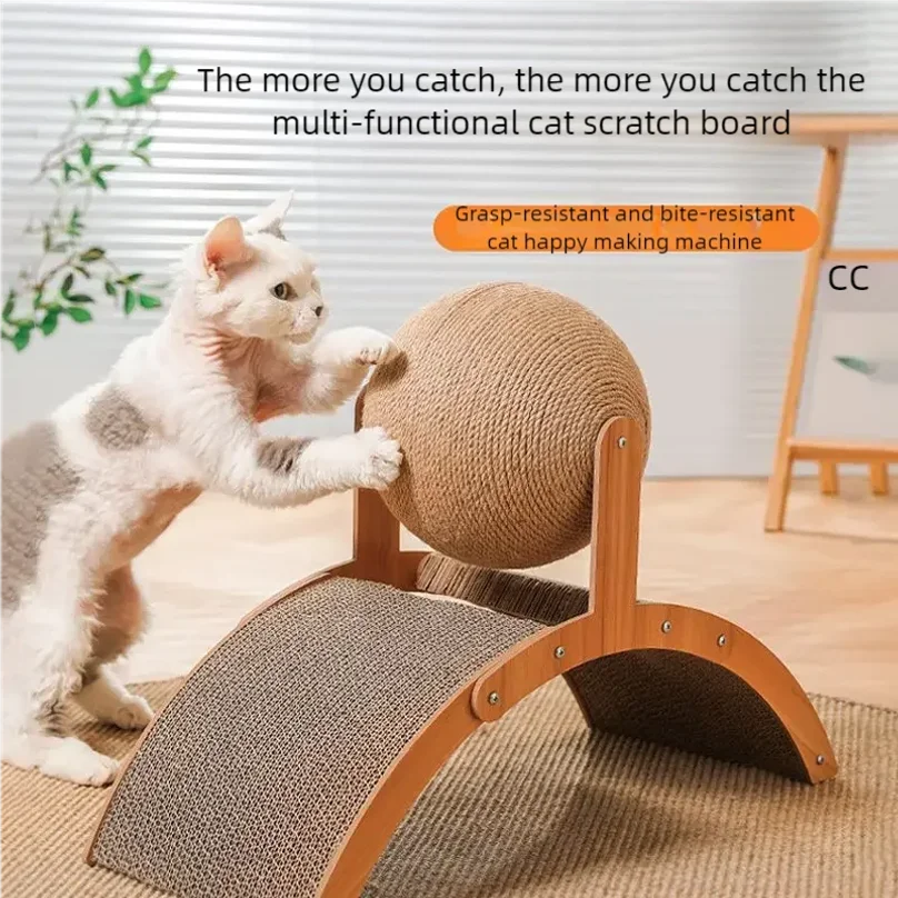 PurrSpin – 2-in-1 Wooden Cat Scratcher Ball